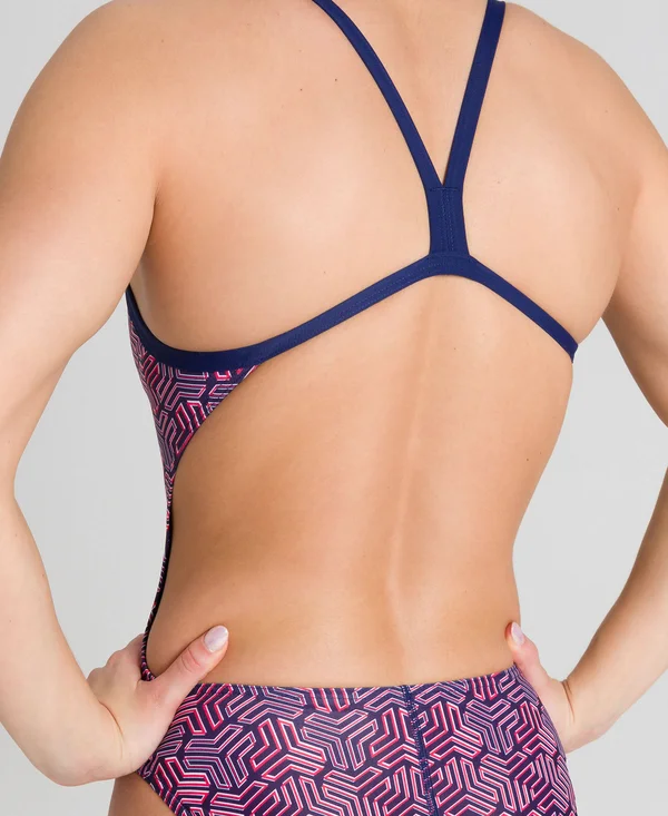 Arena Woman Kikko Challenge Back One Piece Swimsuit Navy-Multi Red 24