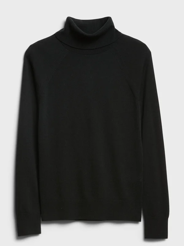 Banana Republic Women's Merino Turtleneck Sweater in Responsible Wool Black Size Xs