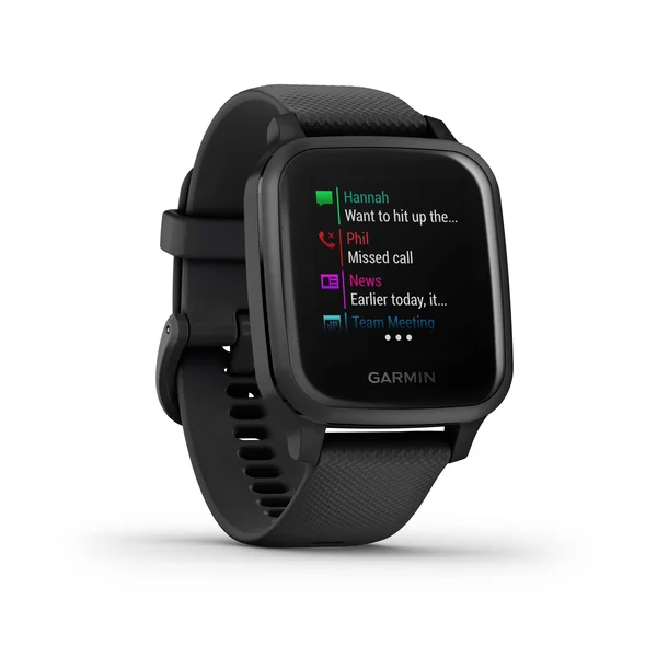 Garmin Venu Sq Sport or Music GPS Fitness Smartwatch and Included Wearable4U 3 Straps Bundle Music Light Sand + Lime/Orange/Red