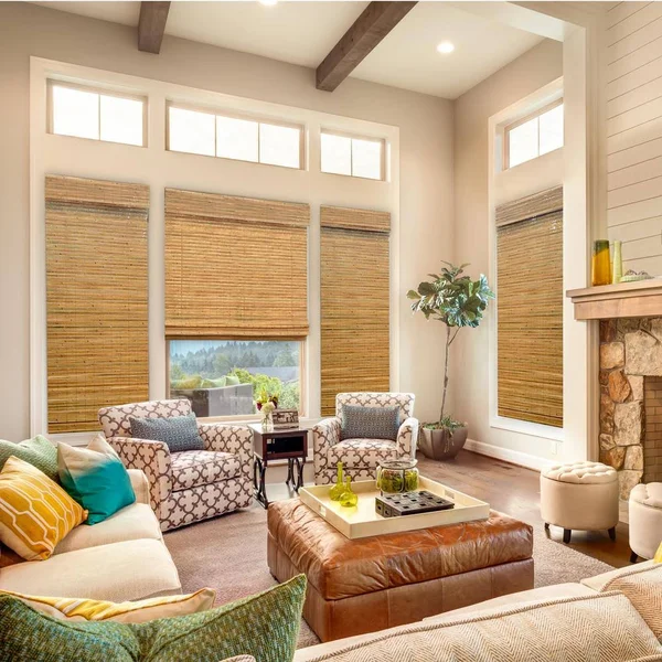 Home Decorators Collection Modern Farmhouse Cut-to-Size Honey Flat-Weave Cordless Light-filtering Bamboo Shade - 64.5 in. W x 72