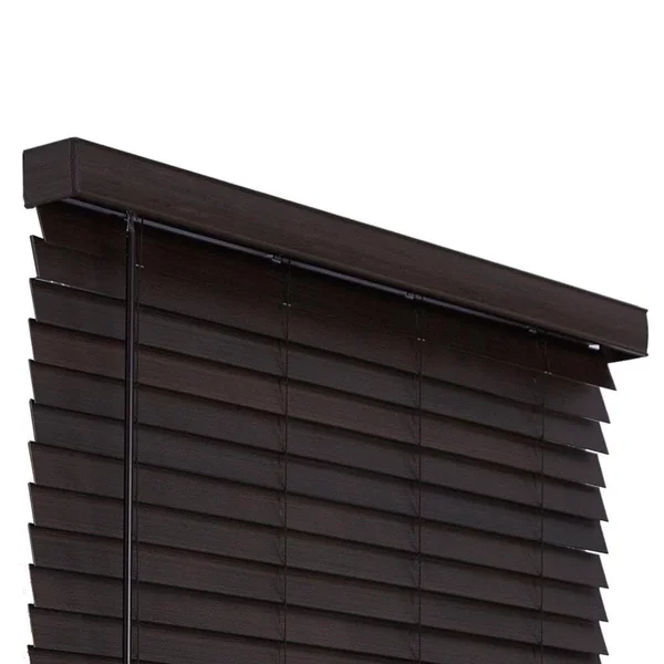 Allen + Roth 2-in Slat Width 71.75-in x 72-in Cordless Walnut Faux Wood Room Darkening Horizontal Blinds in Brown, DFWDD7272-71