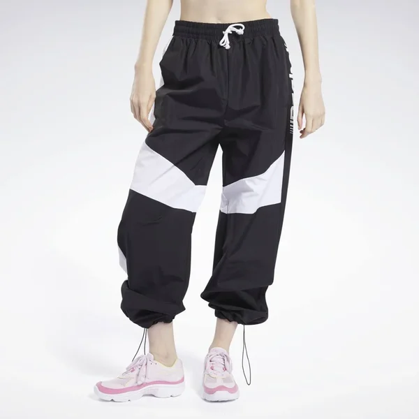 Reebok Meet You There Woven Wide-Leg Pants - Size Large, Black