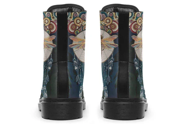 Dragonfly Dream Catcher Boots, Blue Hippie Boots, YesWeVibe Women's Boots, Black Sole, US 11, EU43