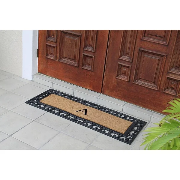 Exclusive Hand Crafted Myla Monogrammed Entry Doormat - 17.7x22 x 47.25x22 - O, 47.25" x 17.7"