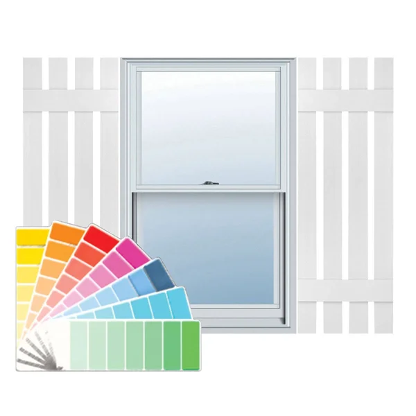 16 1/4x22W x 47x22H Lifetime Vinyl, Custom Four Board Spaced (2 Batten), Board-n-Batten Shutters, w/Shutter-Loks (Per Pair), Pai