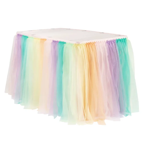 Tulle Tutu Table Skirt in Pastel Rainbow Size: 14 ft, Wedding, Event, Wholesale by CV Linens
