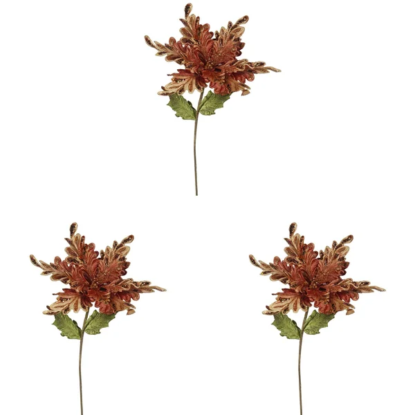 Vickerman 31x22 Copper Poinsettia - 15x22 Flower 3/Bag