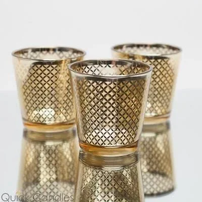 Richland Gold Lattice Glass Holder - Medium Set of 48