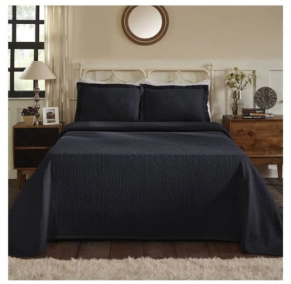Superior Jacquard Matelasse Fleur-de-lis Bedspread Set - Blue