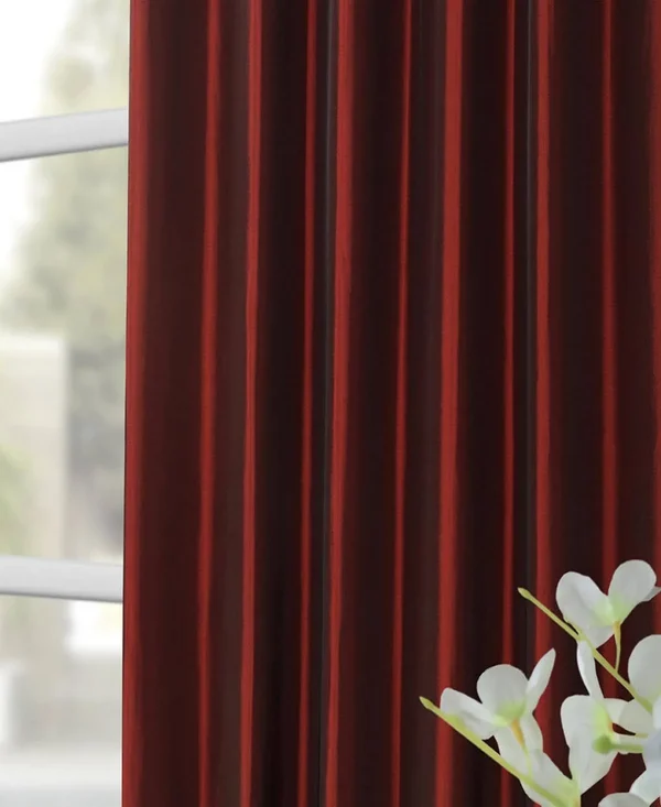 Exclusive Fabrics Faux Silk Taffeta Solid Blackout Single Curtain Panel