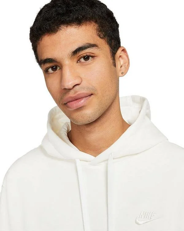 Nike White Fleece Sportswear Club Hoodie