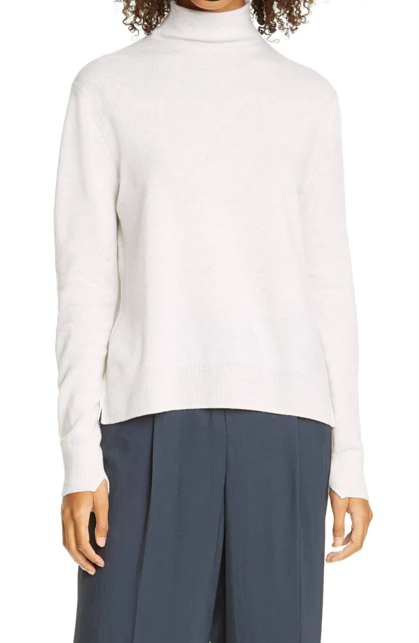 Vince Step Hem Wool & Cashmere-Blend Turtleneck Small, Red