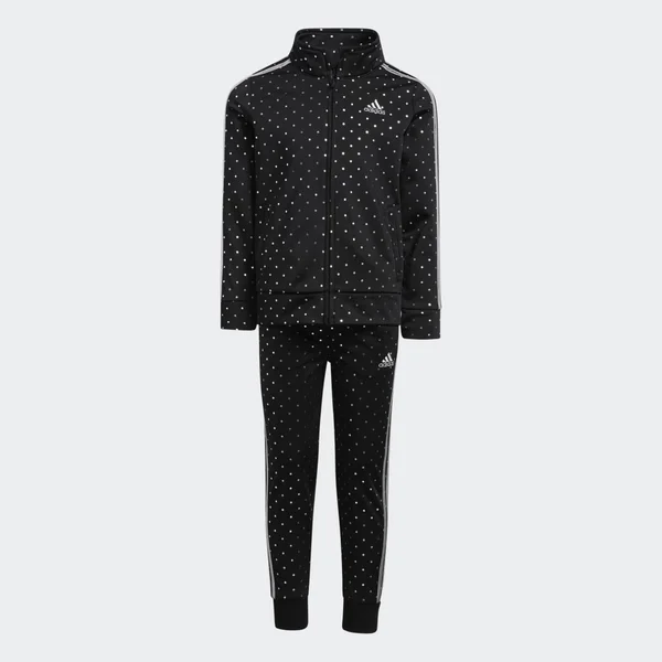 Adidas Little Girls& Dot Tricot Jacket and Pants Track Set - 2T, Black