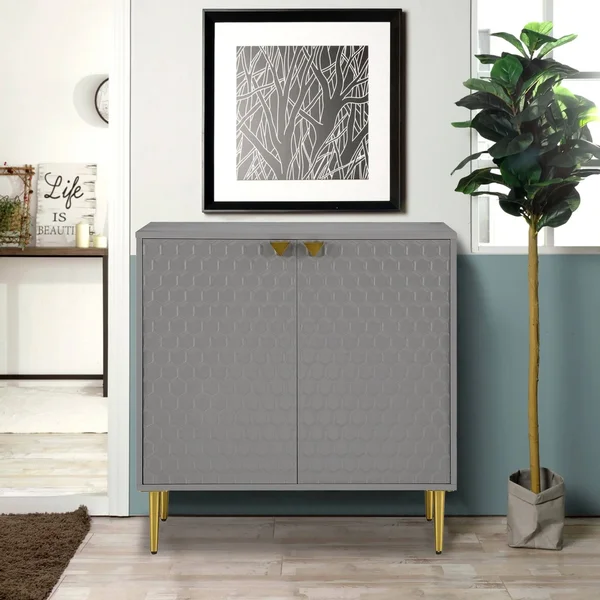 Celipu Hexagonal Pattern 2-Door Apothecary Accent Cabinet - White