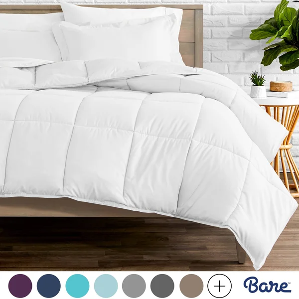 Bare Home Hypoallergenic All-Season Down Alternative Comforter Set - Oversized Queen - White