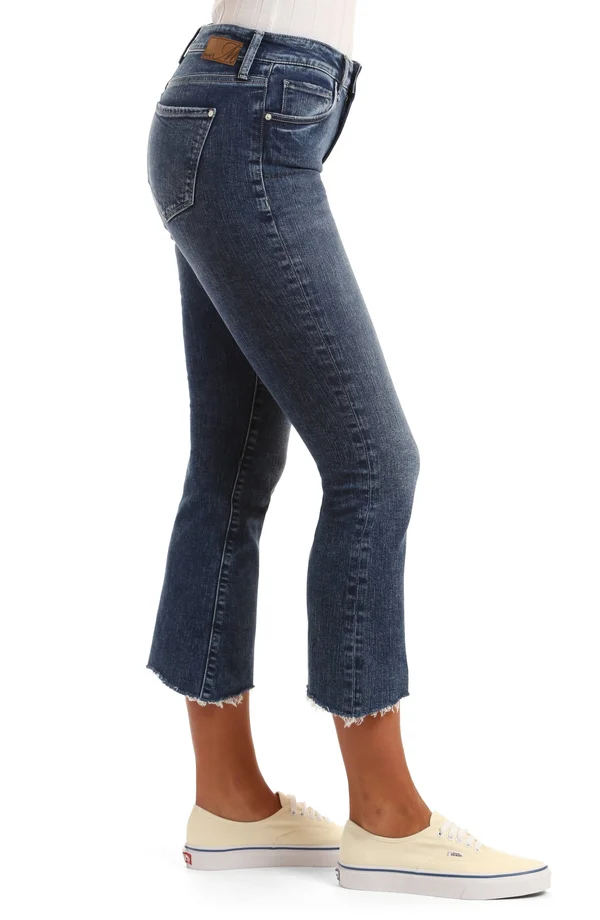 Mavi Jeans Anika Raw Hem Crop Flare Jeans - Blue - 29 x 26