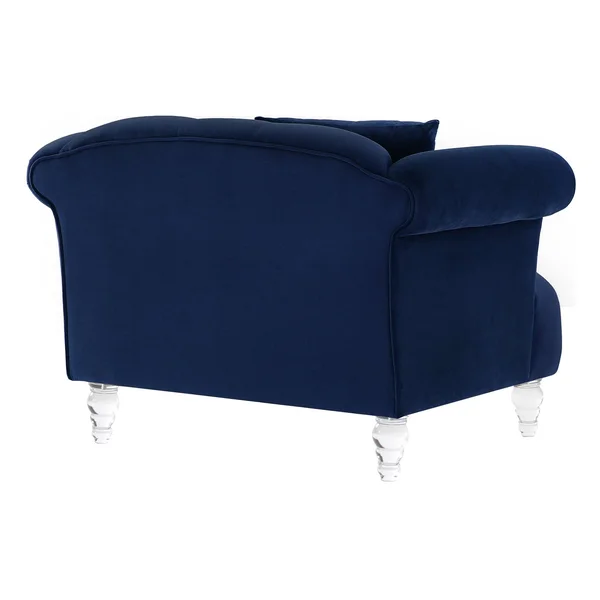 Armen Living Elegance Contemporary Chair in Blue Velvet with Acrylic Legs