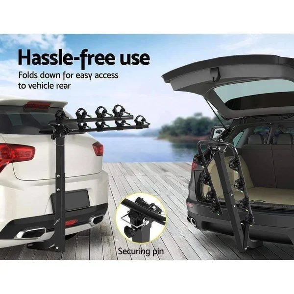 Giantz Bike Carrier 4 Bicycle Car Rear Rack Hitch Mount 2x22 Towbar Foldable Steel