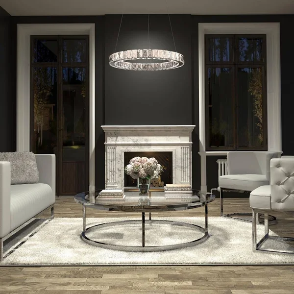 Artika Celebrity 20-Watt Integrated LED Chrome Pendant with Clear Crystals