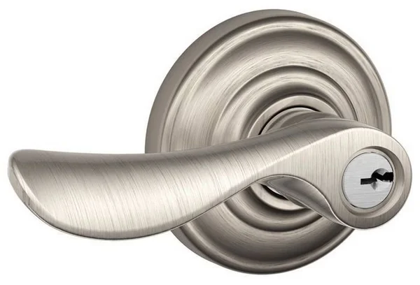 Schlage F51ACHP619AND Champagne with Andover Rose Keyed Entry Lock - Satin Nickel