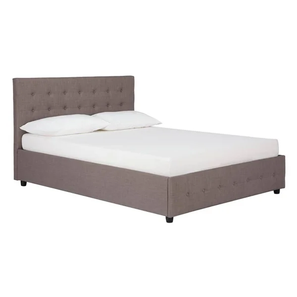 DHP Cambridge Linen Upholstered Storage Bed, Gray, Full