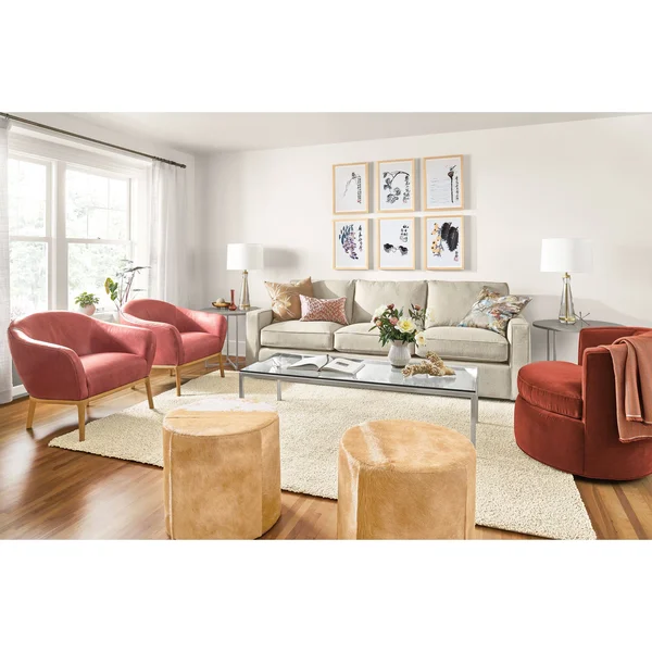Room & Board - Modern Classic Round End Table 18 Diameter 22H in Stainless Steel, Fog Quartz Top w/ Stainless Steel Frame B