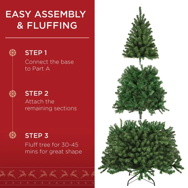 Best Choice Products 6ft Premium Spruce Artificial Christmas Tree w/ Easy ASSEMBLY - Metal Hinges & Foldable Base