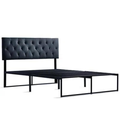 Malouf Bailey Black Faux Leather Full and Full XL Headboard