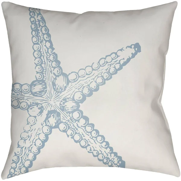Surya Nautical III Starfish Outdoor Pillow, Blue
