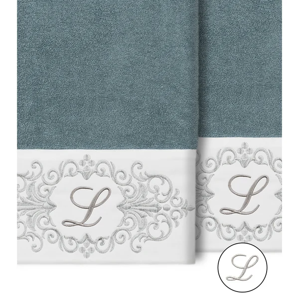 Linum Home Monica 2 Piece Embellished Hand Towel Set - white-L