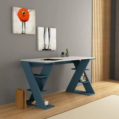 Sipos Desk Ebern Designs Color: White & Turquoise