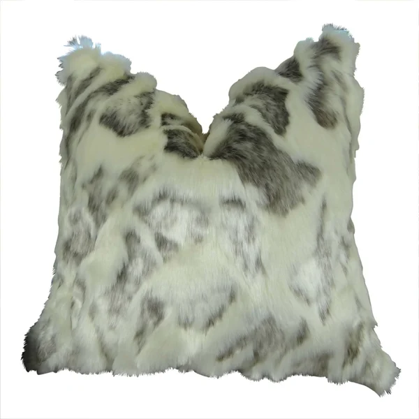 Plutus Ivory Rabbit Fur Handmade Throw Pillow Double Sided 16x22 x 16x22