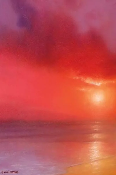 Framed Canvas Art - Sunset in Red by Tim Gagnon ( scenic & landscapes > Sky > Clouds art)
