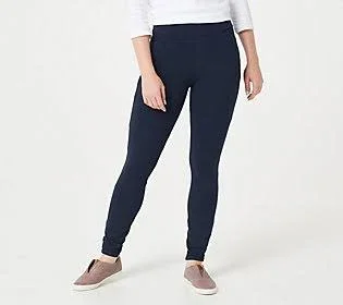 Susan Graver Weekend Regular Premium Stretch Ankle Leggings - Size XX-Small, Navy