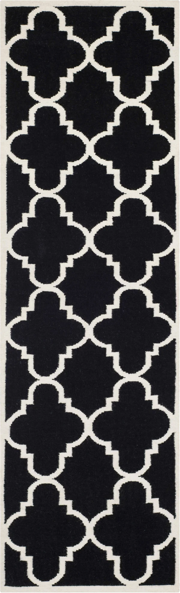 Safavieh Dhurries DHU633A 2&6x22 x 12&0x22 Runner Black - Ivory Area Rug