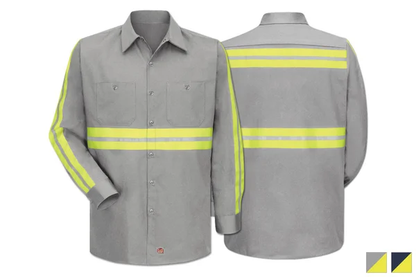 Red Kap Enhanced Visibility Cotton Work Shirt - SC30 - Navy - XXL