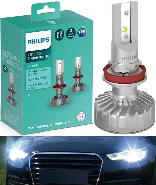 Philips Ultinon LED Kit White 6000K H8 Two Bulbs Fog Light Replace Upgrade Lamp