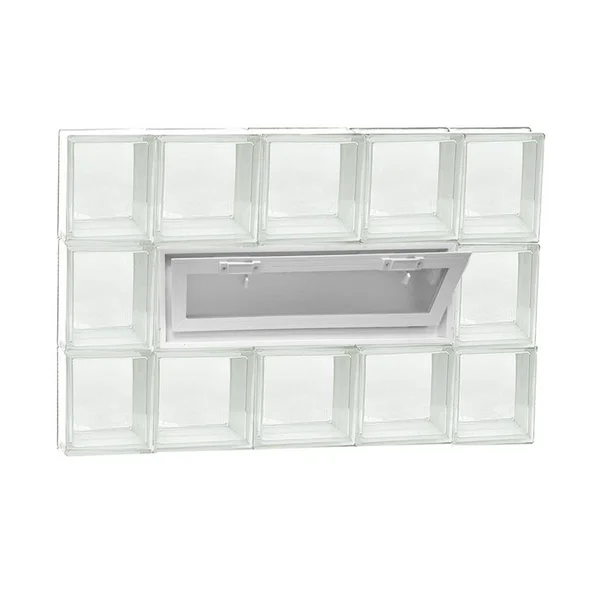 Clearly Secure 34.75 in. x 23.25 in. x 3.125 in. Frameless Vented Clear Glass Block Window 3624VCL