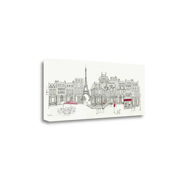 Tangletown Fine Art World Cafe Panel II - Paris Red by Avery Tillmon - Gallery Wrap Canvas, 16x22 x 40