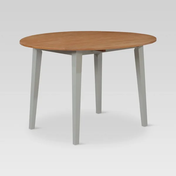 44x22 Carey Round Drop Leaf Extendable Dining Table Gray/Natural - Threshold