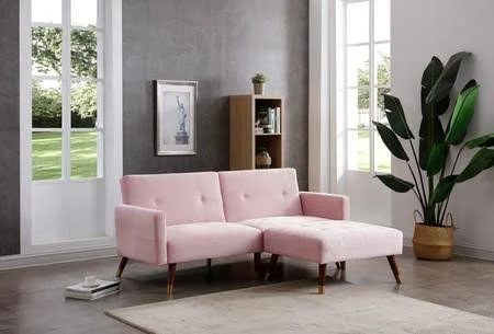 Glory Furniture Turin Collection G0160SET 2-Piece Living Room Set with Sofa Bed and Ottoman in Pink
