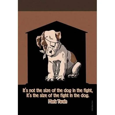 It&s Not The Size of The Dog in The Fight - It&s The Size of The Fight in The Dog. Mark Twain. Poster Print by Mark Twain (24 x 3