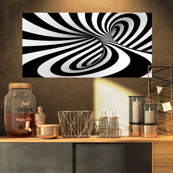 Design Art Spiral Black N& White - Abstract Art Canvas Print