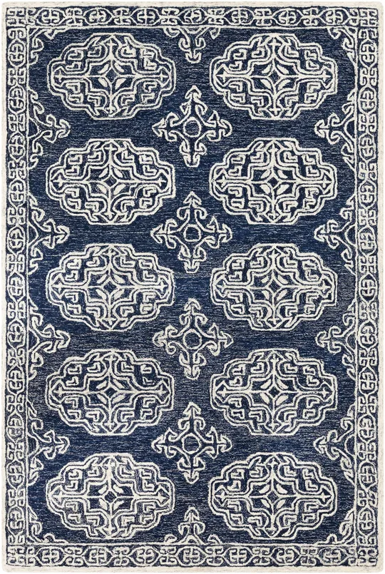 Traditional BHS-0082036 Tufted Wool Navy Medallion Rug - 8' x 10'