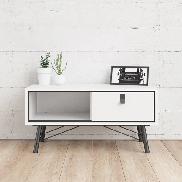 Tvilum Ry 1 Drawer Coffee Table - White Matte/Black