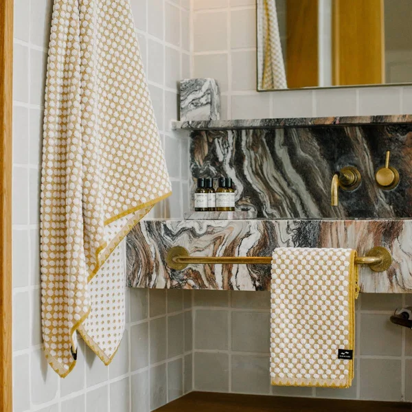 Slowtide Clive Cotton Towels, Set of 4 - Mustard