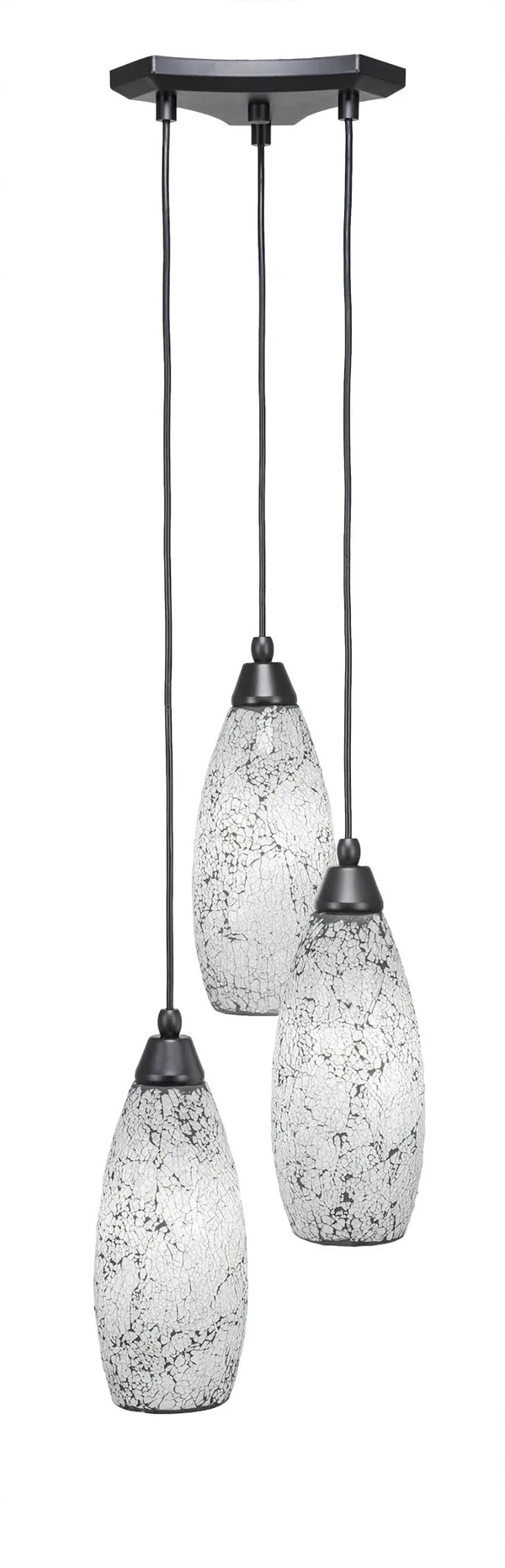 Toltec Lighting 28-MB-416 Europa 3 Light Mini Pendant in Matte Black with 5.5 inch Black Fusion Glass Shade