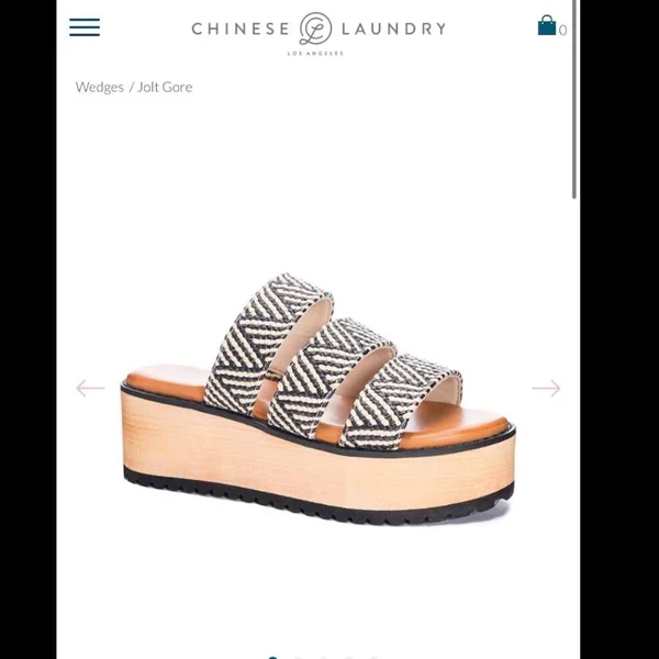 Chinese Laundry Jolt Wedges in Black/Tan Size 6.0