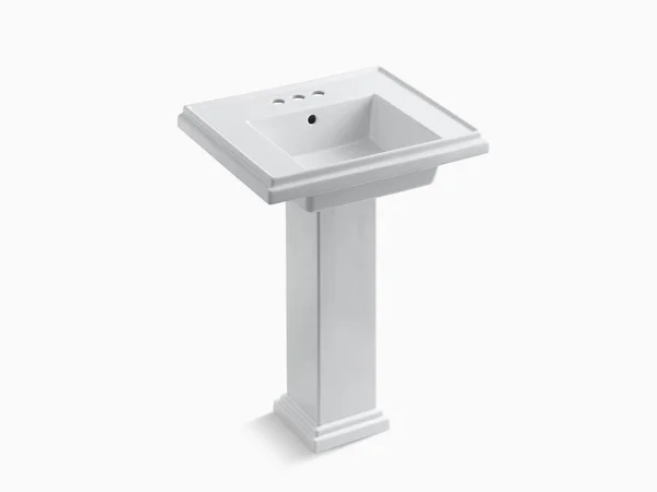 Kohler 2844-4-7 Tresham 24x22 Pedestal Bathroom Sink with 4x22 Centerset Faucet Holes - Black Black