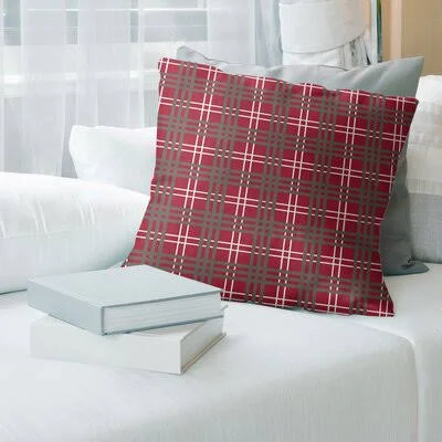Square Pillow Cover & Insert East Urban Home Color: Red/White/Pewter - Size: 16x22 x 16